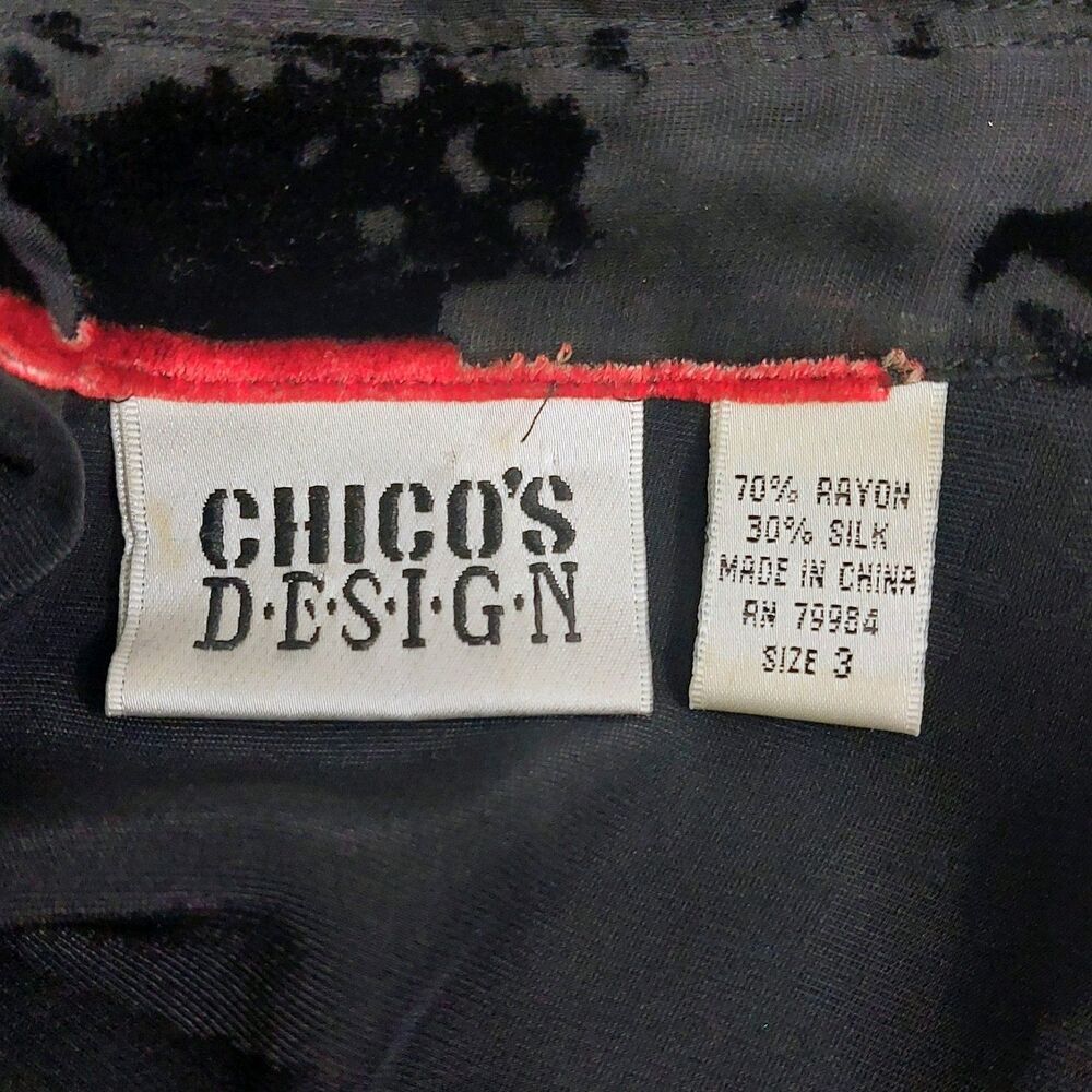 Chicos Design Burnt Velvet Silk Blend Shirt Women's Sz 3 Button Up Blouse Artsy - Picture 5 of 8